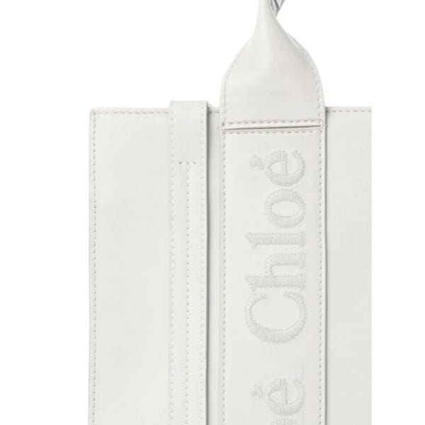 CHLOE SMALL WOODY TOTE BAG WHITE
