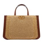 VALENTINO GARAVANI VLOGO SIGNATURE RAFFIA HANDBAG