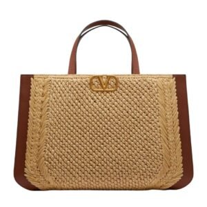 VALENTINO GARAVANI VLOGO SIGNATURE RAFFIA HANDBAG