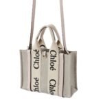 CHLOE SMALL WOODY TOTE BAG COTTON GREY