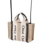 CHLOE MINI WOODY TOTE BAG WHITE AND BLUE