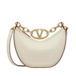 VALENTINO GARAVANI VLOGO MOON MINI HOBO BAG IN NAPPA LEATHER WITH CHAIN
