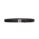BALLY B BOLD 35MM REVERSIBLE AND ADJUSTABLE BELT IN BLACK AND MARINE LEATHER