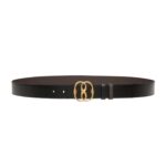 BALLY ICONIC 35MM BELT IN BROWN AND BLACK LEATHER