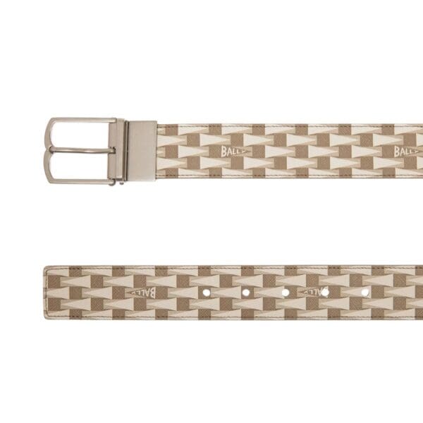 BALLY COUNTRY 35MM REVERSIBLE AND ADJUSTABLE BELT IN PENNANT MOTIF AND LEATHER