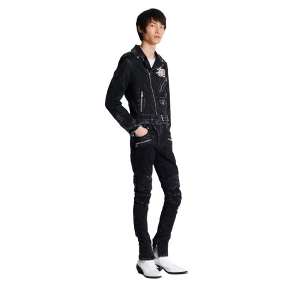BALMAIN DENIM BIKER JACKET