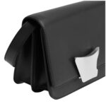 SANTONI BLACK LEATHER CROSSBODY BAG