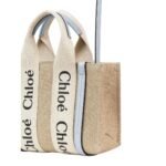 CHLOE MINI WOODY TOTE BAG WHITE AND BLUE