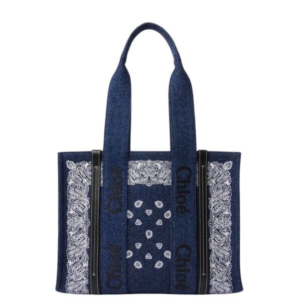 CHLOE MEDIUM WOODY TOTE BAG DENIM