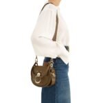 CHLOE SMALL TESS BAG IN SHINY & SUEDE LEATHER DARK KHAKI