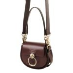 CHLOE SMALL TESS BAG IN SHINY & SUEDE LEATHER BURNT BROWN