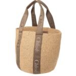 CHLOE LARGE WOODY BASKET IN FAIR TRADE PAPER DARK NUT