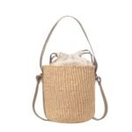 CHLOE SMALL WOODY HAMPER IN FAIR-TRADE PAPER DARK NUT