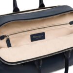 SANTONI BLUE LEATHER LAPTOP BAG