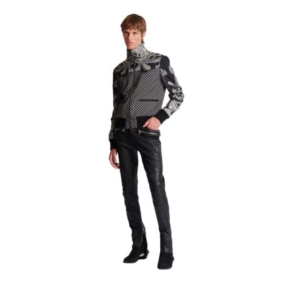 BALMAIN MINI MONOGRAM AND PAISILEY BOMBER JACKET
