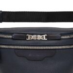 SANTONI BLUE TUMBLED LEATHER BELT BAG