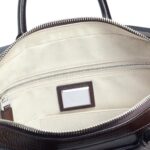 SANTONI BROWN EMBOSSED LEATHER BRIEFCASE