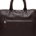 SANTONI BROWN LEATHER LAPTOP BAG