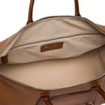 SANTONI BROWN LEATHER MEDIUM WEEKEND BAG