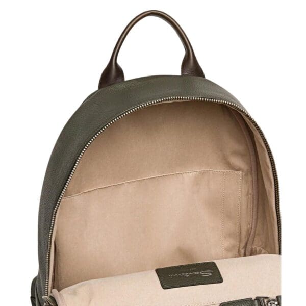SANTONI GREEN TUMBLED LEATHER BACKPACK
