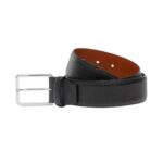 SANTONI ADJUSTABLE BLACK SAFFIANO LEATHER BELT