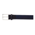 SANTONI ADJUSTABLE BLUE SAFFIANO LEATHER BELT