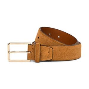 SANTONI BROWN SUEDE ADJUSTABLE BELT