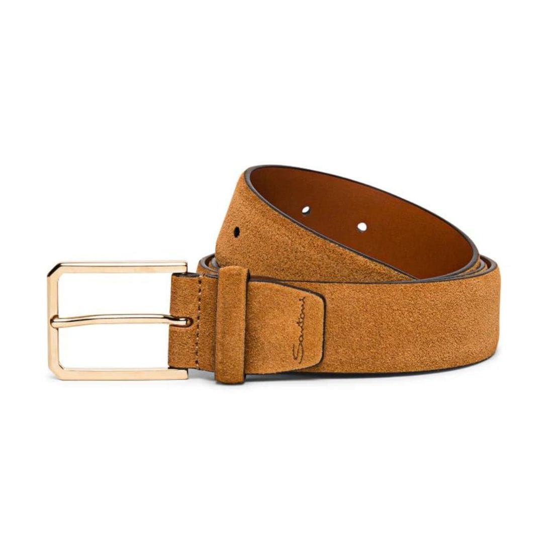 SANTONI BROWN SUEDE ADJUSTABLE BELT 1 SANTONI BROWN SUEDE ADJUSTABLE BELT