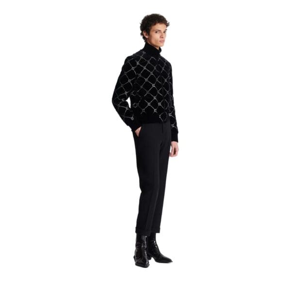 BALMAIN QUITED RHINESTONE BOMBER JACKET