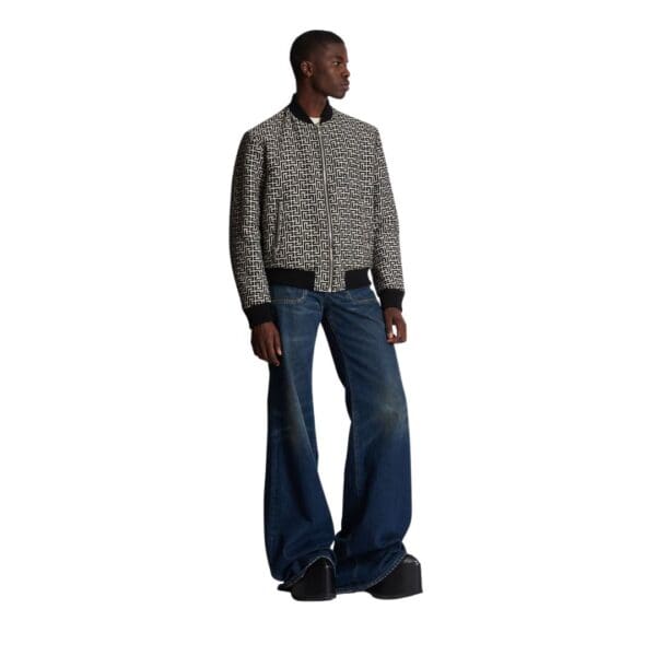  BLAMAIN REVERSIBLE COTTON BOMBER JACKET WITH BALMAIN MONOGRAM