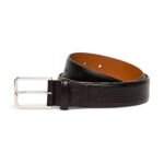 SANTONI MEN’S BROWN EMBOSSED LEATHER ADJUSTABLE BELT
