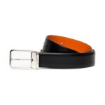 SANTONI MEN’S POLISHED BLACK LEATHER ADJUSTABLE BELT