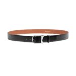 SANTONI MEN’S BLACK LEATHER ADJUSTABLE BELT