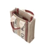 CHLOE MINI WOODY NORTH/SOUTH TOTE BAG IN LINEN WHITE & BROWN