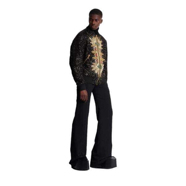 BALMAIN ZIPPED JACKET WITH EMBROIDERY