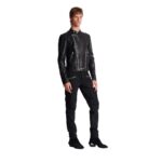 BALMAIN ZIPPED LEATHER BIKER JACKET