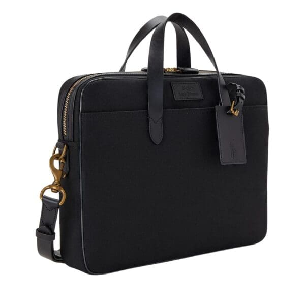 RALPH LAUREN LEATHER-TRIM CANVAS BRIEFCASE