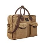 RALPH LAUREN LEATHER-TRIM CANVAS BRIEFCASE