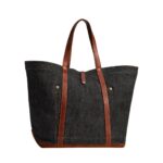 RALPH LAUREN LEATHER-TRIM DENIM TOTE