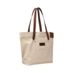 RALPH LAUREN LEATHER-TRIM TWILL TOTE