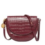 STELLA MCCARTNEY FRAYME CROC-EFFECT EMBOSSED MEDIUM FLAP SHOULDER BAG