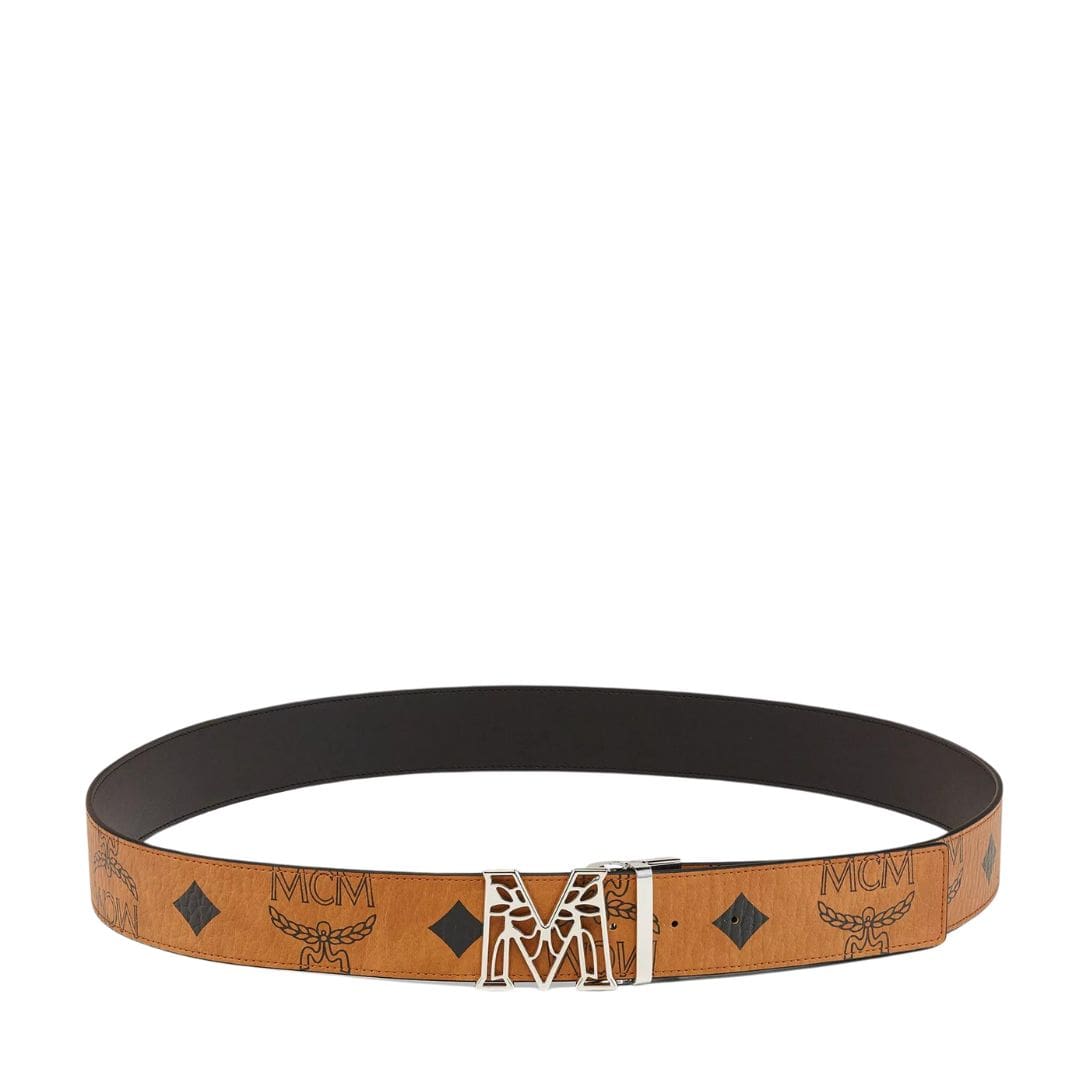 MCM CLAUS LAUREL M REVERSIBLE BELT 1.75” IN MAXI VISETOS COGNAC