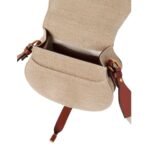 CHLOE SMALL MARCIE SADDLE BAG IN LINEN & SMOOTH LEATHER SEPIA BROWN