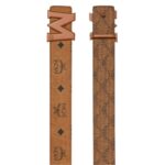 MCM CLAUS M REVERSIBLE MONOGRAM BELT 1.5” COGNAC