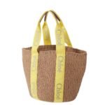 CHLOE LARGE WOODY BASKET YELLOW & BEIGE
