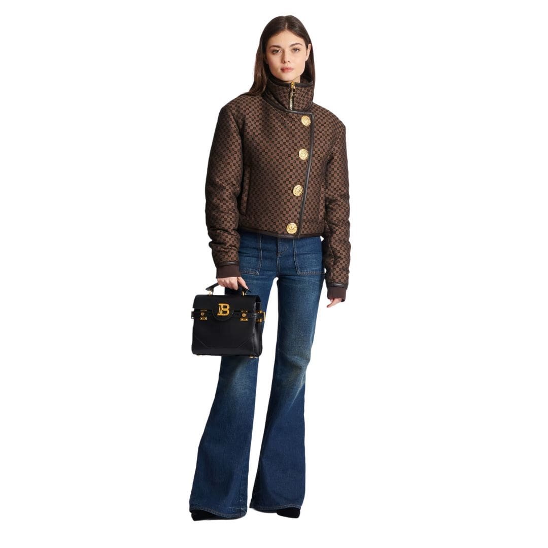 BALMAIN CROPPED MINI MONOGRAM JACKET