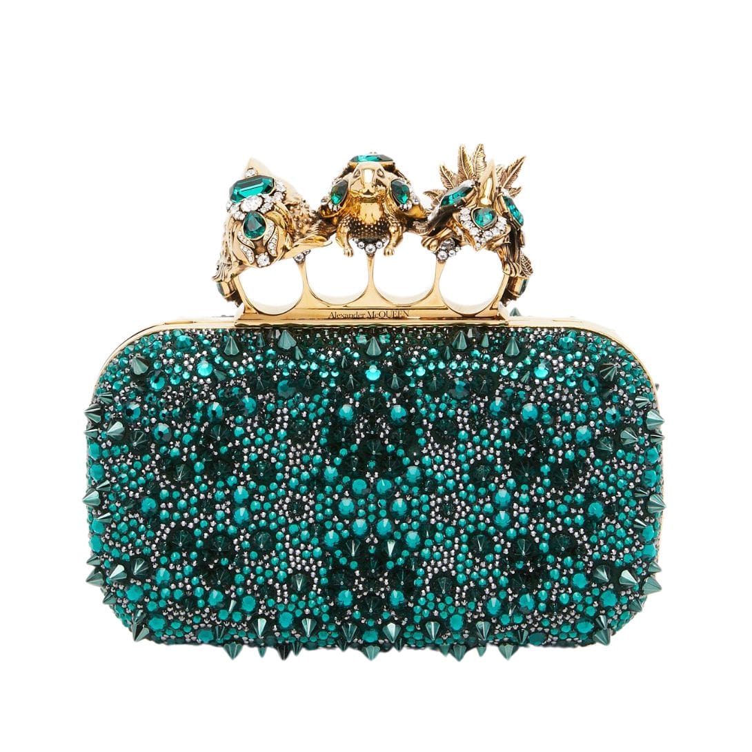 ALEXANDER MCQUEEN WOMANS BOSCH KNUCLE CLUTCH IN EMERALD