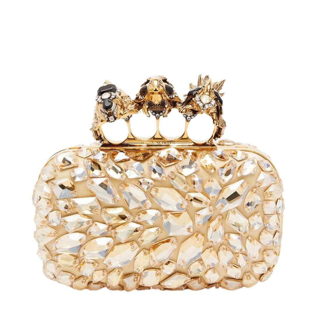 ALEXANDER MCQUEEN WOMANS BOSCH KNUCLE CLUTCH IN GOLD