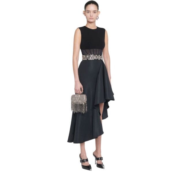 ALEXANDER MCQUEEN WOMANS EXPLODED VICTORIAN JEWEL KNUCKLE CLUTCH IN SILVER