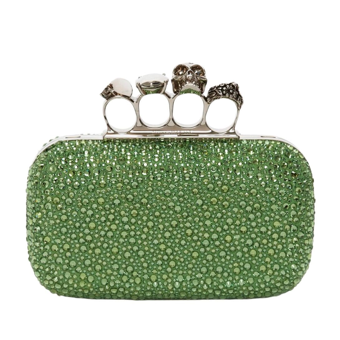 ALEXANDER MCQUEEN WOMANS KNUCKLE CLUTCH IN ACID GREEN